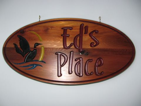 Oval cottage sign loon duck water family name